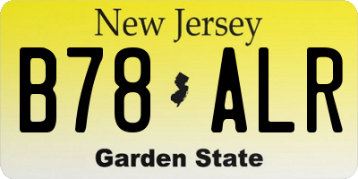 NJ license plate B78ALR