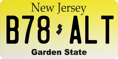 NJ license plate B78ALT