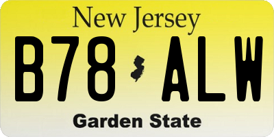 NJ license plate B78ALW