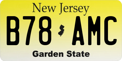NJ license plate B78AMC