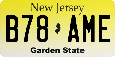 NJ license plate B78AME