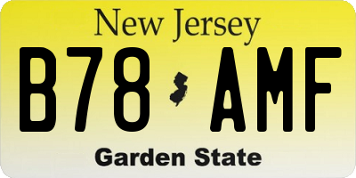 NJ license plate B78AMF