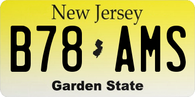 NJ license plate B78AMS
