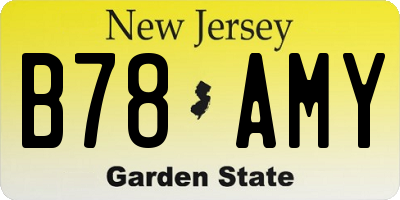 NJ license plate B78AMY