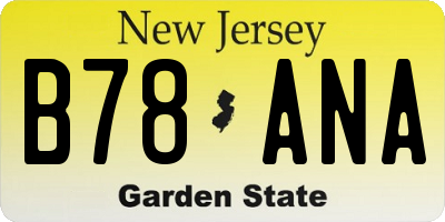 NJ license plate B78ANA