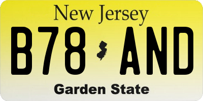 NJ license plate B78AND
