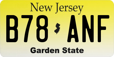 NJ license plate B78ANF