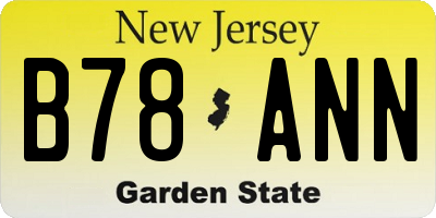 NJ license plate B78ANN
