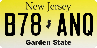 NJ license plate B78ANQ
