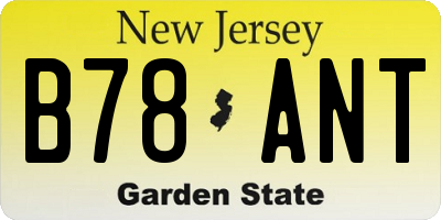 NJ license plate B78ANT