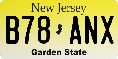 NJ license plate B78ANX