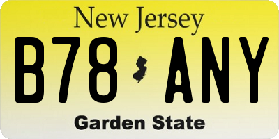NJ license plate B78ANY