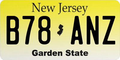 NJ license plate B78ANZ