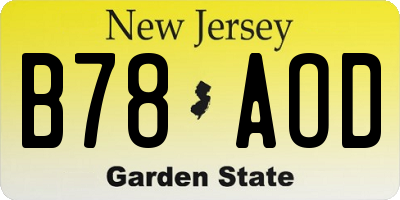 NJ license plate B78AOD