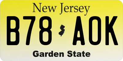 NJ license plate B78AOK