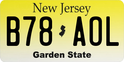NJ license plate B78AOL