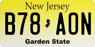 NJ license plate B78AON