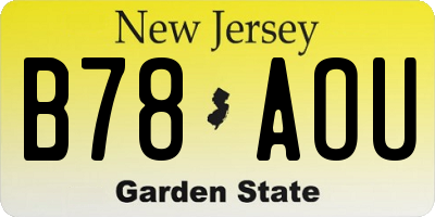 NJ license plate B78AOU