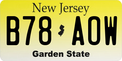 NJ license plate B78AOW