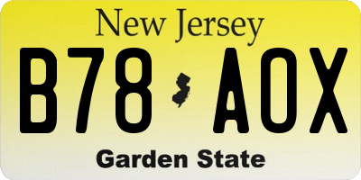 NJ license plate B78AOX
