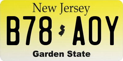 NJ license plate B78AOY
