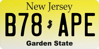 NJ license plate B78APE