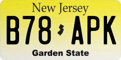NJ license plate B78APK