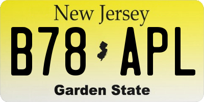 NJ license plate B78APL