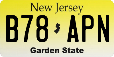NJ license plate B78APN