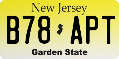 NJ license plate B78APT