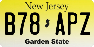 NJ license plate B78APZ