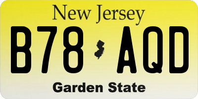 NJ license plate B78AQD