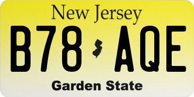 NJ license plate B78AQE