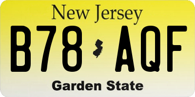 NJ license plate B78AQF
