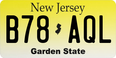 NJ license plate B78AQL