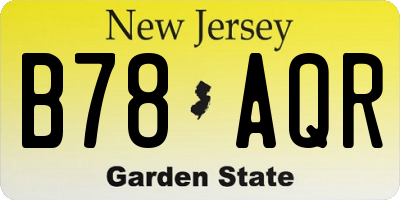 NJ license plate B78AQR