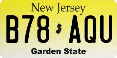 NJ license plate B78AQU