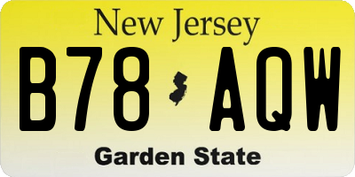 NJ license plate B78AQW