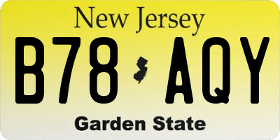 NJ license plate B78AQY