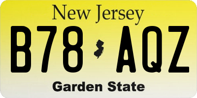 NJ license plate B78AQZ