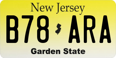 NJ license plate B78ARA
