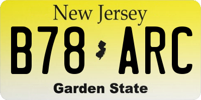 NJ license plate B78ARC