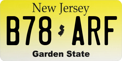NJ license plate B78ARF