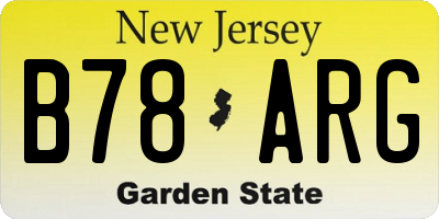 NJ license plate B78ARG