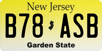 NJ license plate B78ASB