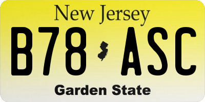 NJ license plate B78ASC
