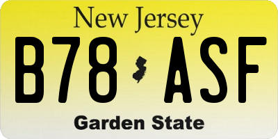 NJ license plate B78ASF