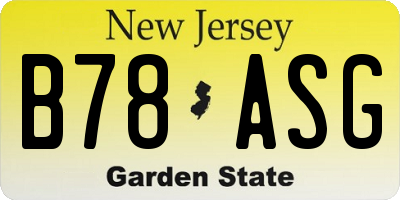 NJ license plate B78ASG