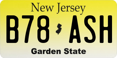NJ license plate B78ASH