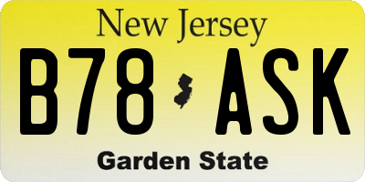 NJ license plate B78ASK